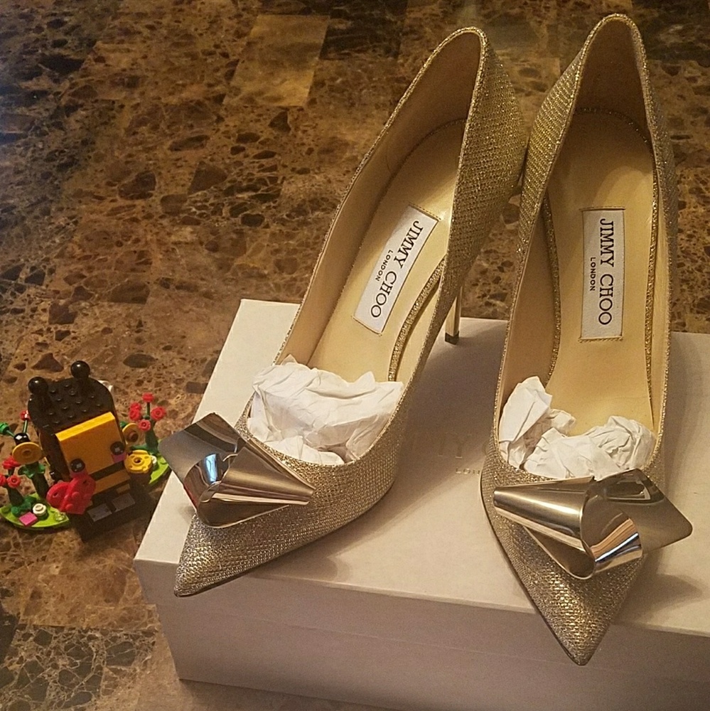 Jimmy choo veana gold glitter pump